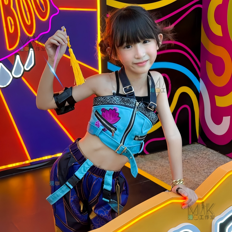 Demon Slayer Cosplay Costume K-Pop Superstar Rumi Cosplay Demon Hunter Wig Children's Performance Costume Demon Slayer Cosplay Costume K-Pop Superstar Rumi Cosplay Demon Hunter Wig Children's Performance Costume