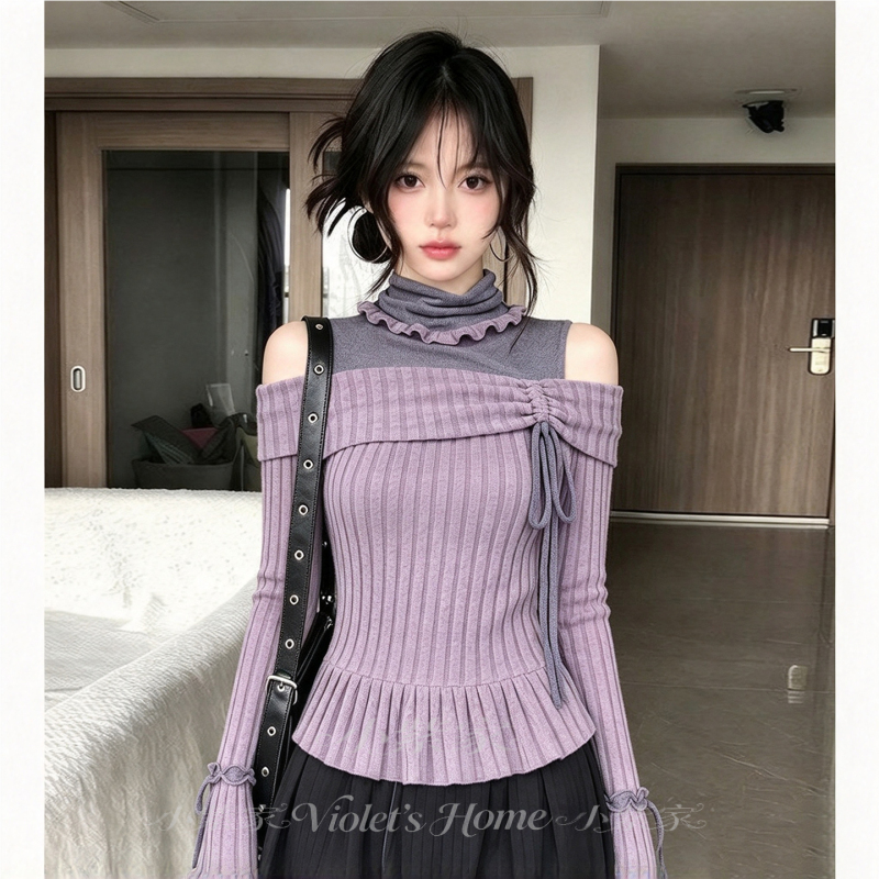 Korean-Style Sweet Retro Irregular Flared T-Shirt 2026 New Spring and Autumn Outerwear Design Slim Fit Top