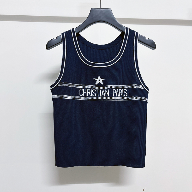 French-Style Socialite Five-Pointed Star Letter Ice Silk Knitted Tank Top for Women, High-End Design Sleeveless Top Bx7926 French-Style Socialite Five-Pointed Star Letter Ice Silk Knitted Tank Top for Women, High-End Design Sleeveless Top Bx7926