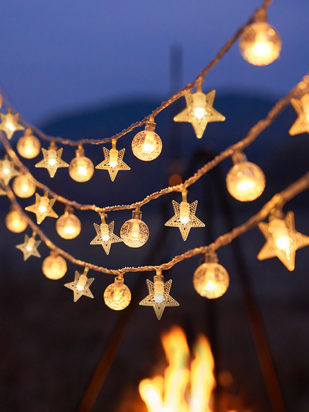 Canopy Outdoor Solar Energy Ambience Light with Camping Tent Colored Lantern Flashing String Starry Sky Stall Balcony Decoration