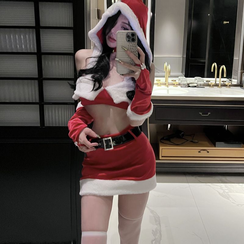 Christmas Cosplay Bunny Girl Uniform Christmas-Themed Bedding Set Red Outfit Winter New Style Battle Robe