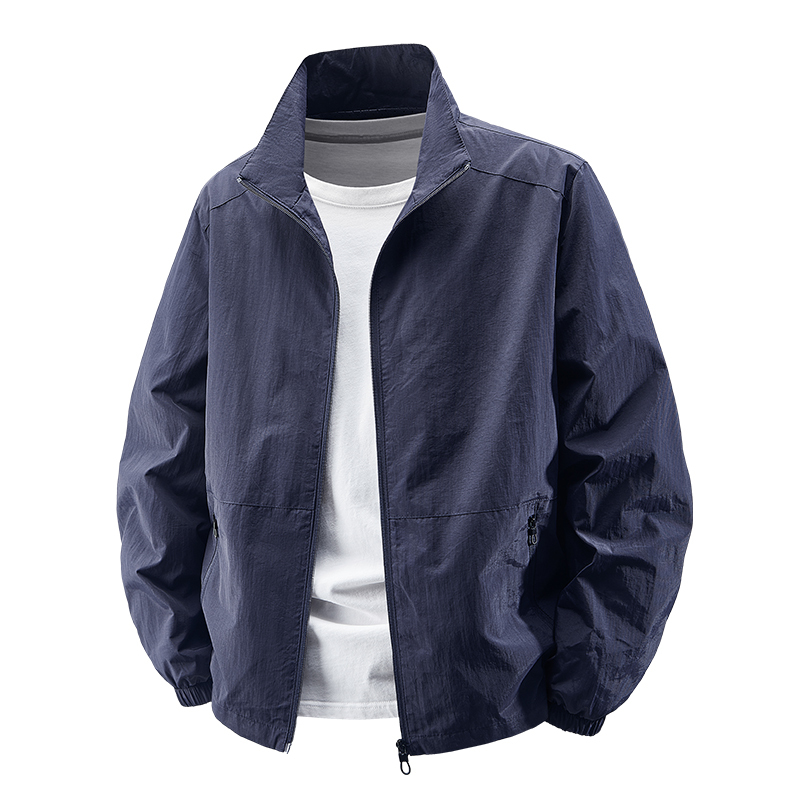Taizhou Sanmen Men's Autumn Thin Jacket with Stand Collar, Plus Size, Outdoor Casual Workwear