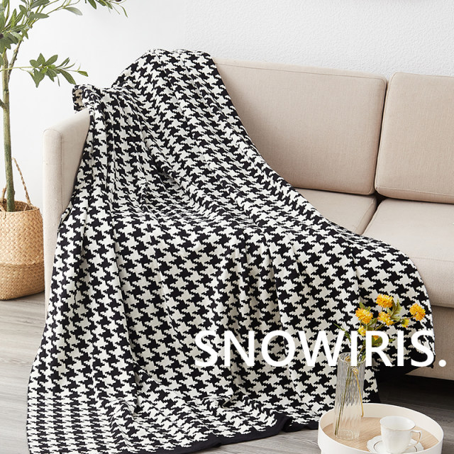 Nordic cotton sofa blanket black and white houndstooth blanket quilt nap blanket single air-conditioned blanket sofa blanket cover blanket