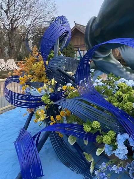 Blue Bamboo Strips, Bamboo Weaving, Bamboo Slats, Floral Art, Wedding Props, Exhibition Hall Landscaping Decoration, Bamboo Crafts, Window Display, Trendy Display