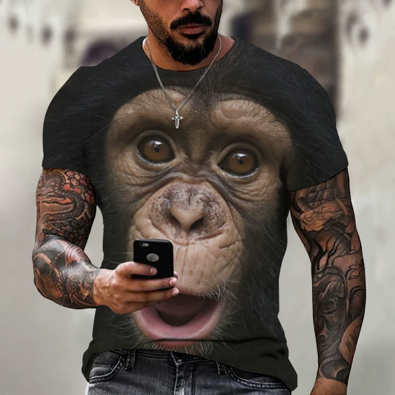 Мужская футболка fashion Monkey 3D принт топы с коротким рукавом Cas