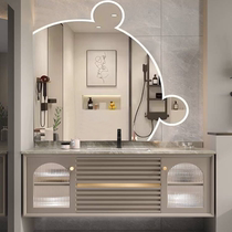 Emperor Mei-style rock bathroom cabinet modern light luxury face oak wash toilet toilet hand bathroom