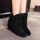 Clearance snow boots winter new style ຫນັງແທ້ tassel inner heightening short boots frosted leather large size women's single spring and autumn boots Martin