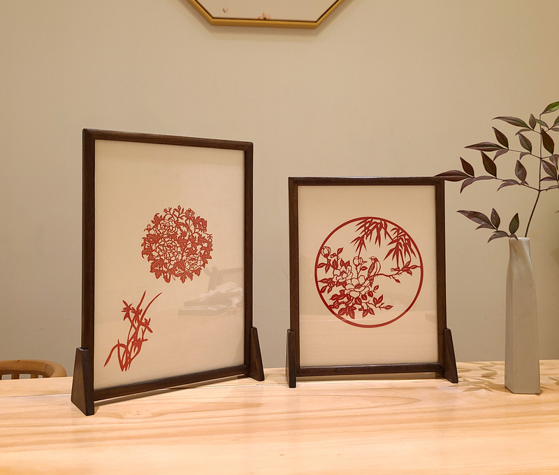 Solid Wood Photo Frame Sandalwood Photo Frame Display Stand Mortise and Tenon Double-Sided Transparent Display Frame Photo Specimen Menu Display Frame A4 Frame