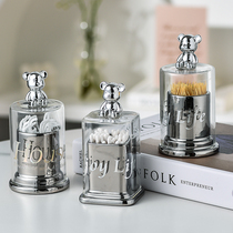 Internet celebrity light luxury toothpick box high-value ceramic glass creative personalized dental floss box high-end household storage cotton swab tube