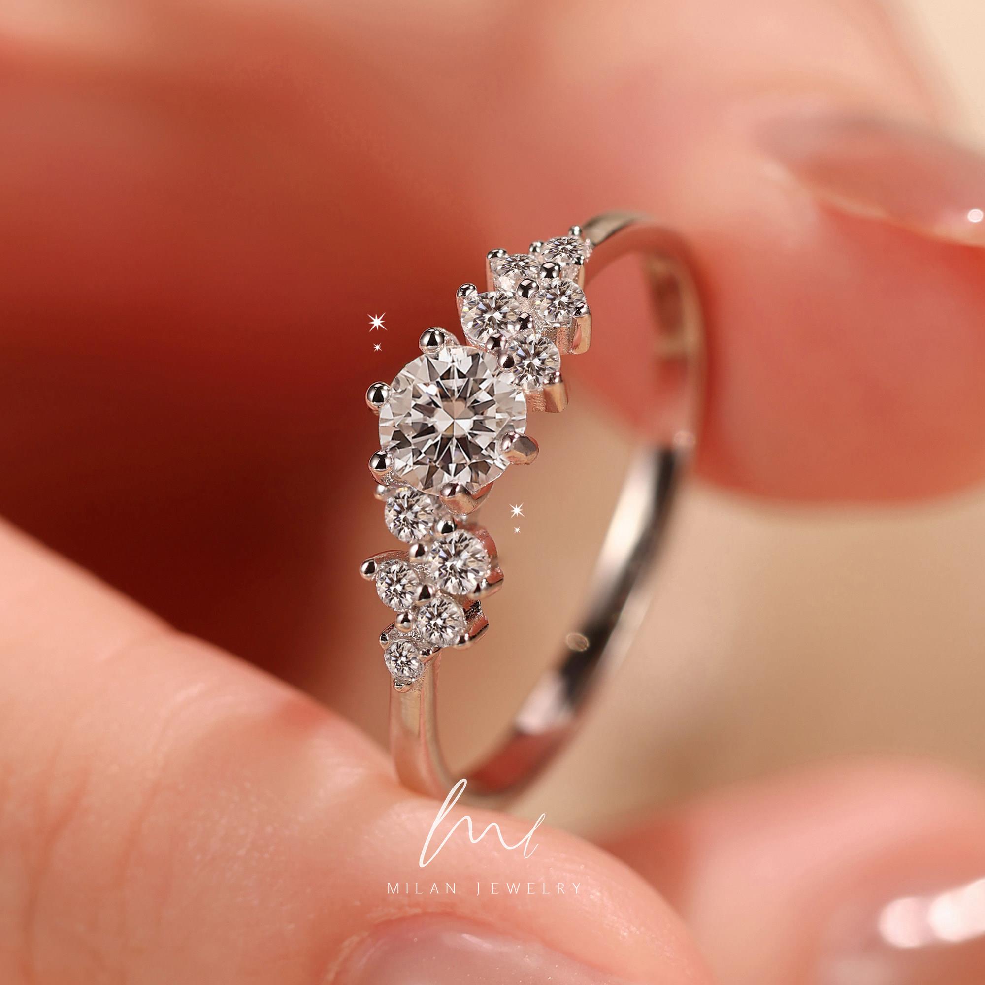 Secret Blue Berlin love letter ring, moissanite sterling silver niche light luxury high-grade cultivated diamond proposal diamond ring for girlfriend