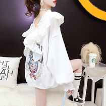 Minus Age Pregnancy Maternity Dress Spring Autumn Clothing 2022 New Fashion Han Edition Loose v collar T-shirt female pregnant woman blouses winter