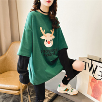 Pregnant woman dress Spring-autumn-style blouses women outwear fashion foreign gas gestation women Bottling Fake two T-shirts Hot moms Masculinity Individuality