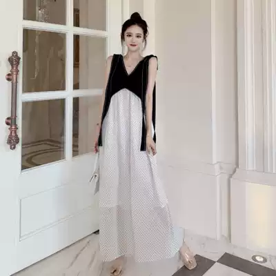 French maternity dress long version fairy skirt suspender skirt fashion maternity dress 2020 summer clothes trendy mom