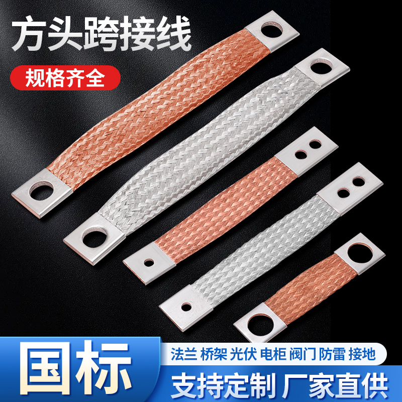 National Standard Copper Braided Tape Grounding Wire 6 10 16 25 50 Square Conductive Tape Tinned Copper Braided Wire Flexible Connection