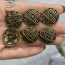 Retro metal button small fragrance British style ancient gold double-sided ni leather coat button jacket decoration niche design sense