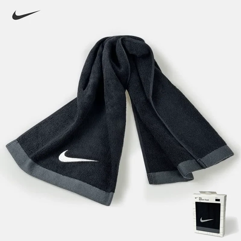 Nike/Nike Sports Towel for Men and Women, Black Sweat-Absorbent and Breathable Basketball Tennis Fitness Sweat Towel Swimming Bath Towel
