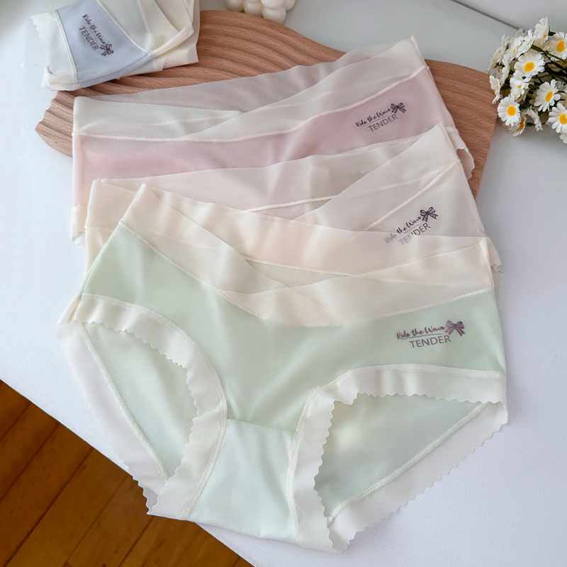 Low-Waist Maternity Underwear, Pure Cotton Crotch, Ice Silk, Seamless, Special for Pregnancy, Belly Support, Early, Middle and Late Pregnancy Women's Briefs
