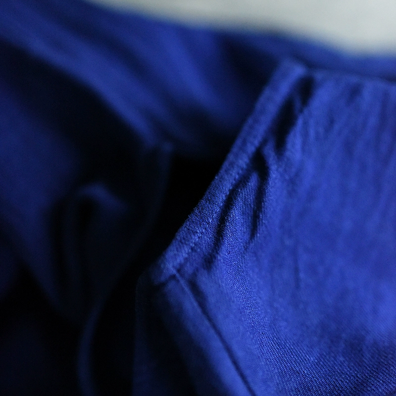 Đó là màu xanh bị bỏ lỡ như một hạt muối, màu chàm oằn, nghệ thuật, váy lanh không tay, váy dài, khóa - Sản phẩm HOT