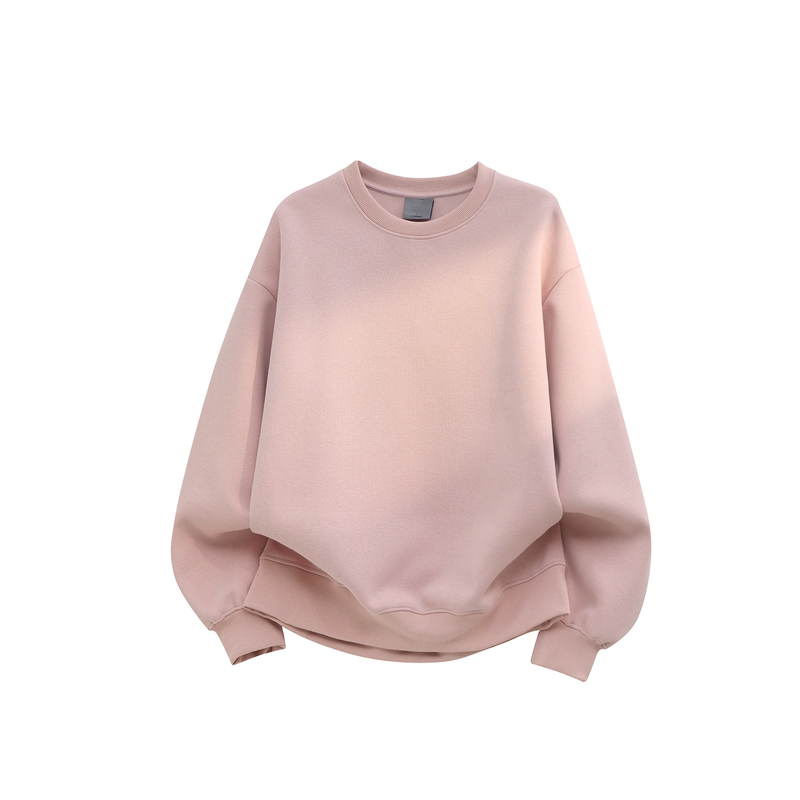 Wainot Pink 400g Heavyweight Loose Round Neck Sweatshirt Basic Loose Casual Top for Men and Women in Autumn