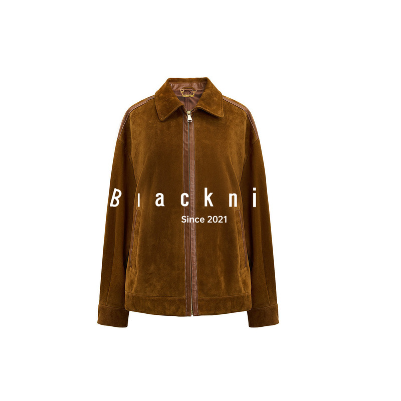 Blacknini Imported Sheep Suede Lapel Leather Jacket from Central Africa Blacknini Imported Sheep Suede Lapel Leather Jacket from Central Africa