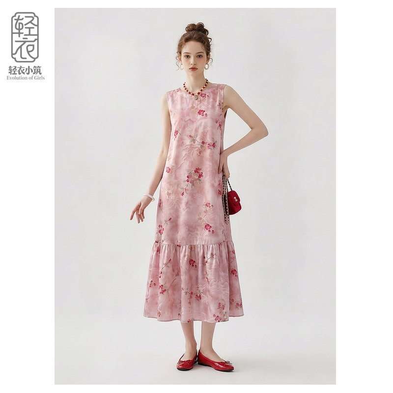 Vacation Style Reversible Printed Sleeveless Dress for Women 2026 Summer New Style Super Beautiful and Elegant Mid-Length Dress Vacation Style Reversible Printed Sleeveless Dress for Women 2026 Summer New Style Super Beautiful and Elegant Mid-Length Dress
