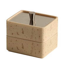 Wabi-sabi style dental floss box household high-end yellow travertine toothpick box high-value and high-end desktop toothpick tube cotton swab box