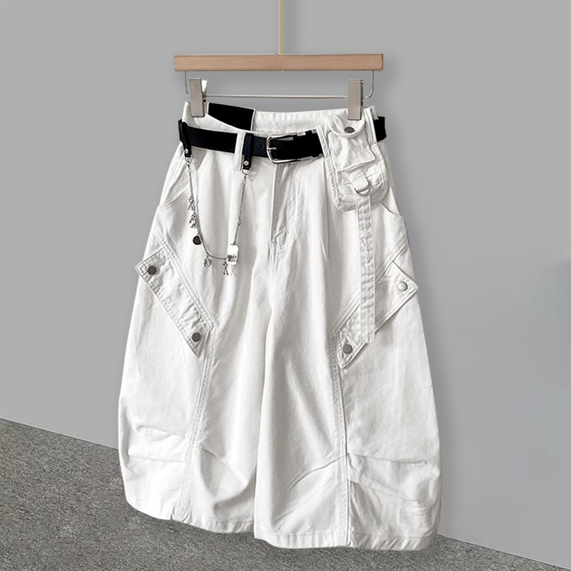 High-Waisted Slimming Denim Wide-Leg Pants for Men and Women, Couple Style, New Summer Korean Version, Versatile Outerwear, Cropped Pants