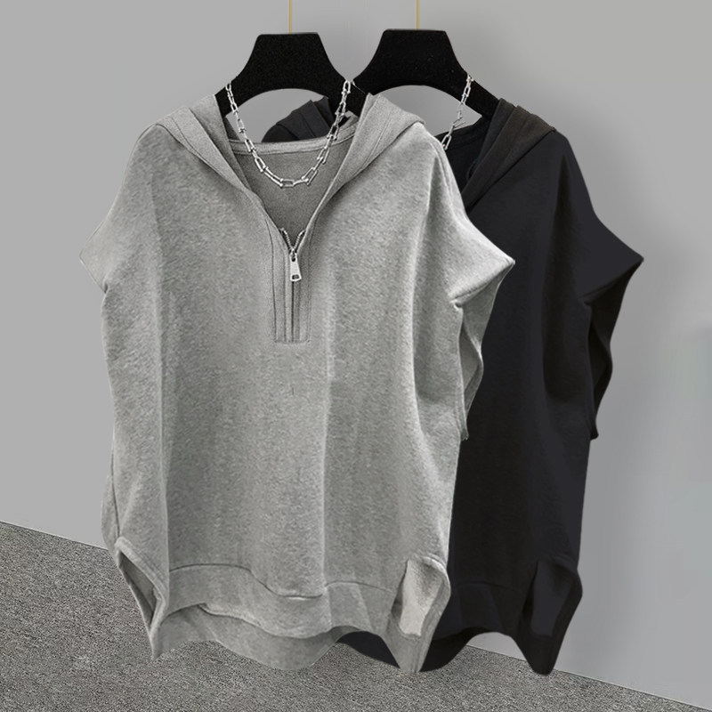 Trendy Hooded Zipper Vest for Men and Women, Loose Casual Sleeveless Vest, Sports Vest, New Summer Product, Ins Korean Version