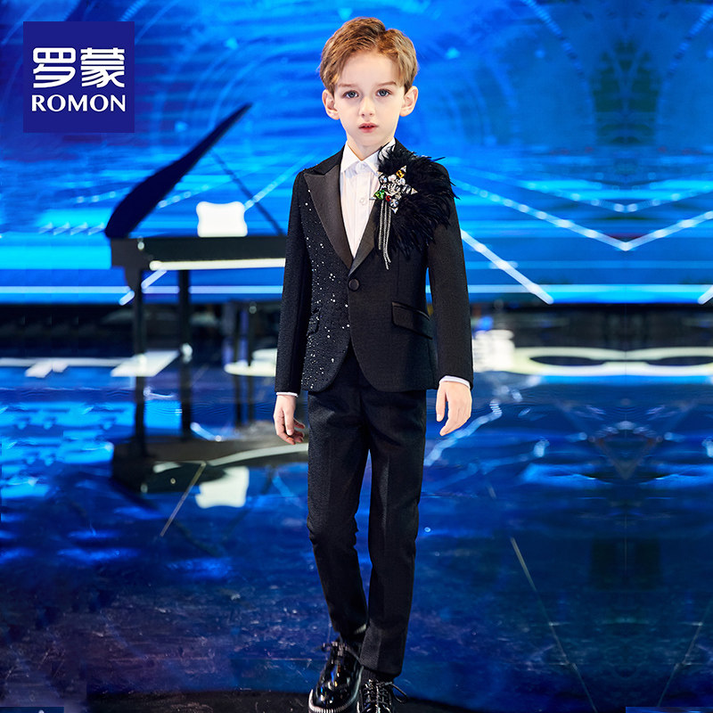 Romon Host Model Walking Show Gown Boy Suit Suit Children Play Out Piano Performance West Suit Flower Boy-Taobao