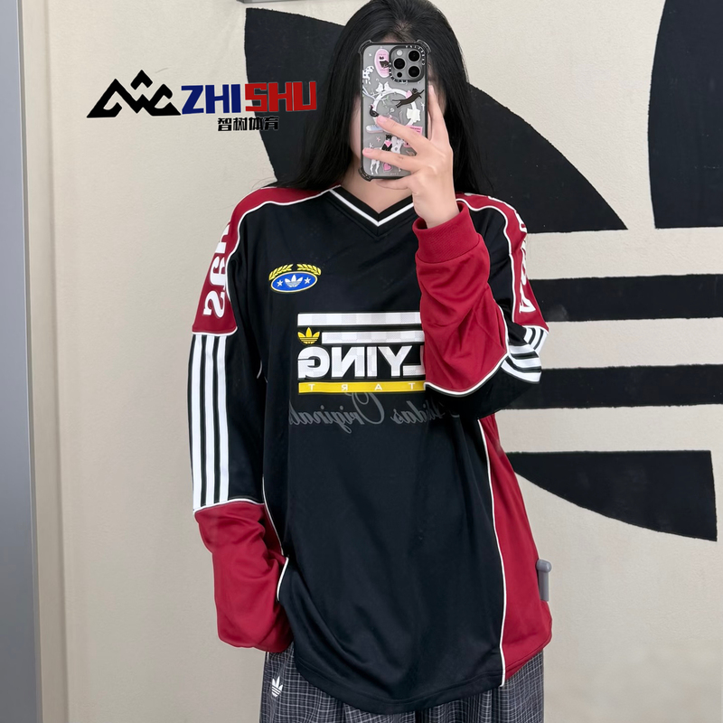 Adidas American Retro Color-Block Long-Sleeve V-Neck Sports T-Shirt Men's Jersey Style Ld6499Ld6500 Adidas American Retro Color-Block Long-Sleeve V-Neck Sports T-Shirt Men's Jersey Style Ld6499Ld6500