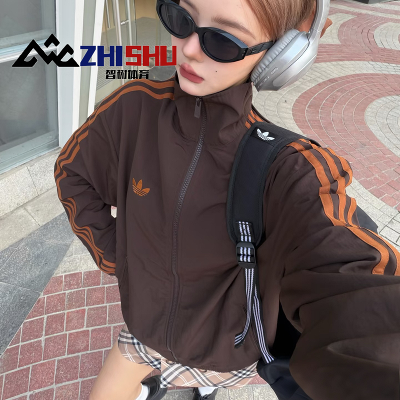 Adidas Adidas Trefoil Men's and Women's 26 New Retro Sports Jacket Breathable Melard Ks7492 Adidas Adidas Trefoil Men's and Women's 26 New Retro Sports Jacket Breathable Melard Ks7492