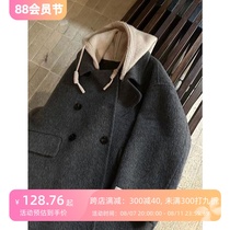 Bora Korean mens and womens childrens woolen coats winter thickened small and medium-sized baby coats long gray tops trendy
