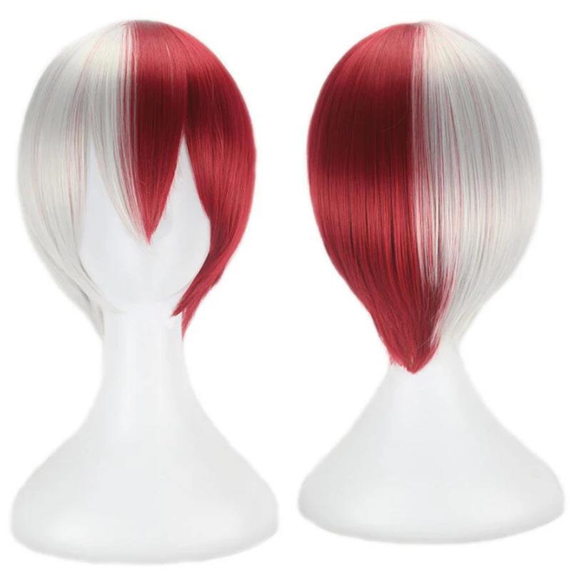 Anime Wig Red and White Two-Tone Short Hair Style Cosplay Wig Red and White Gradient Anime Wig Red and White Two-Tone Short Hair Style Cosplay Wig Red and White Gradient