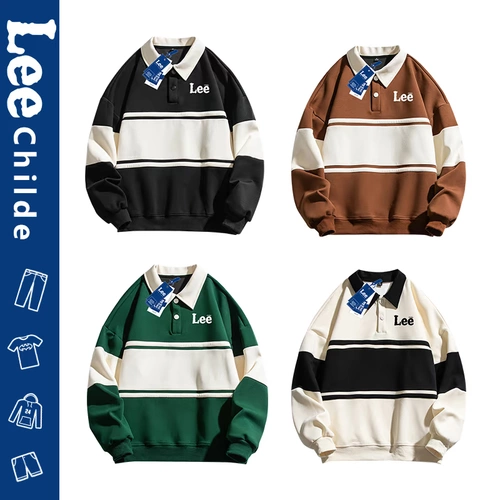 Демисезонная футболка polo, мужская универсальная ретро толстовка, оверсайз