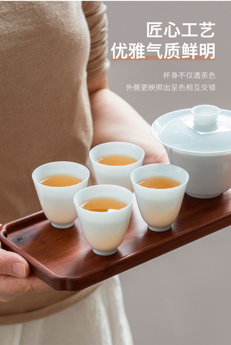 Get checking in ceramic cups purple suit kung fu tea set jingdezhen household small sample tea cup single white porcelain