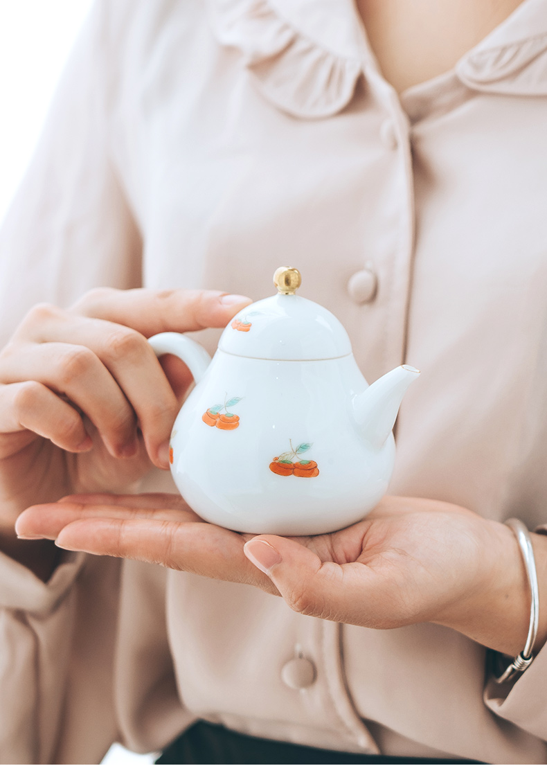 Made in jingdezhen ceramic checking the pear - shaped pot a pot of single with two cups of kung fu tea set teapot