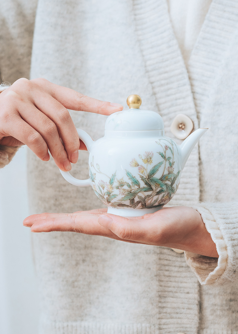 Made in jingdezhen porcelain kung fu tea teapot pure manual hand - Made capacity big palace the lantern is not it