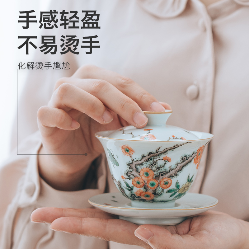 Made in jingdezhen kung fu tea set tea bowl hand - Made pure manual thin foetus three tureen individual cups