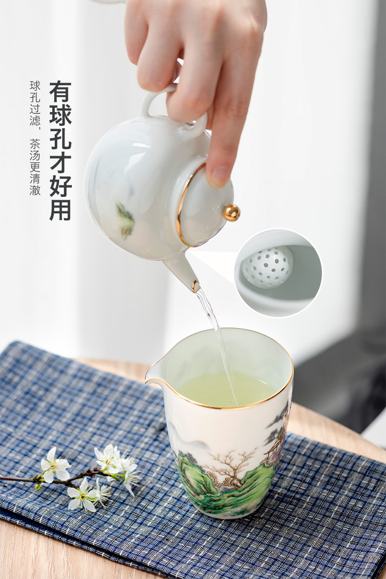 Get in jingdezhen ceramic teapot single pitcher kung fu tea set ceramic pot of household small capacity filter handle