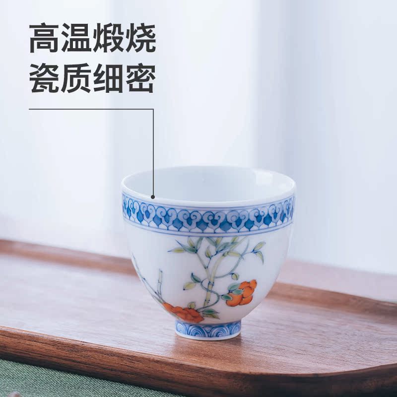 Figure in the glass cup masters cup kung fu tea set jingdezhen ceramic dou color satisfied grain heart cup sample tea cup