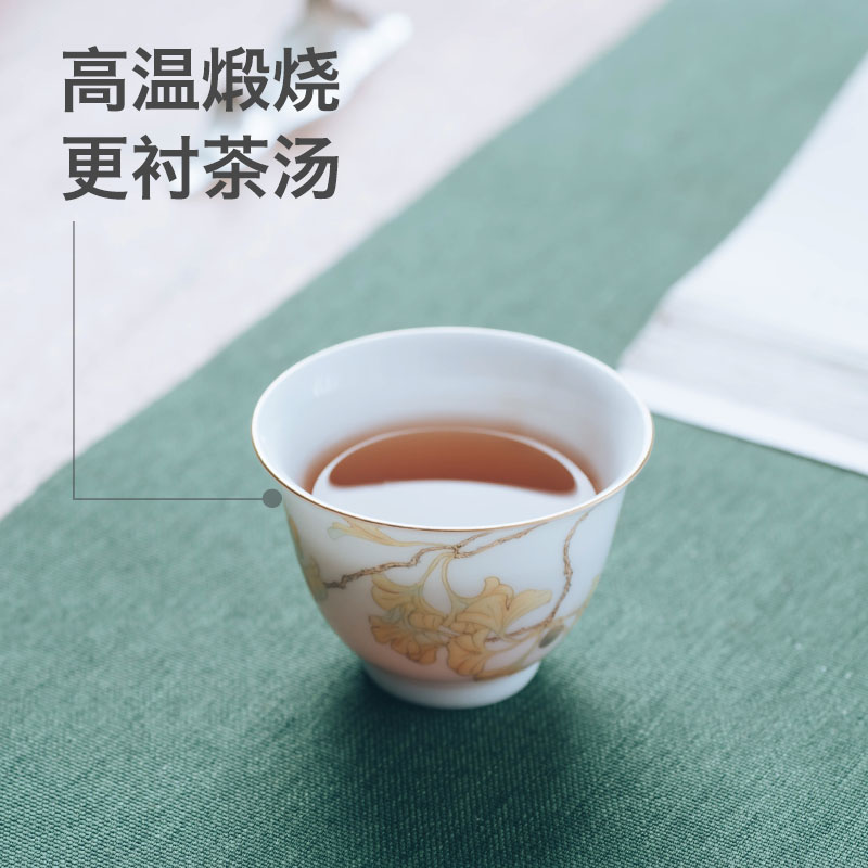 Make in jingdezhen ceramic cup to ultimately responds water cups suit small teacups hand - made ginkgo designer tea set