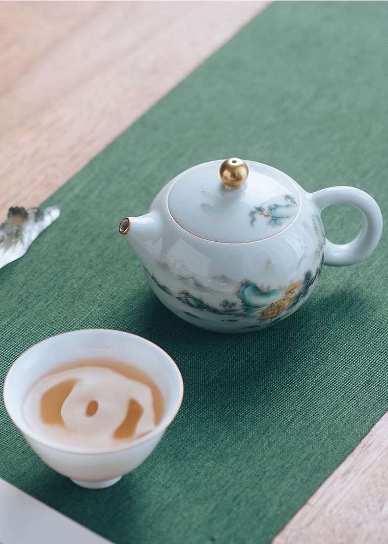 Made in jingdezhen ceramic teapot tea set suits for all hand antique landscape beauty pot of violet arenaceous mud