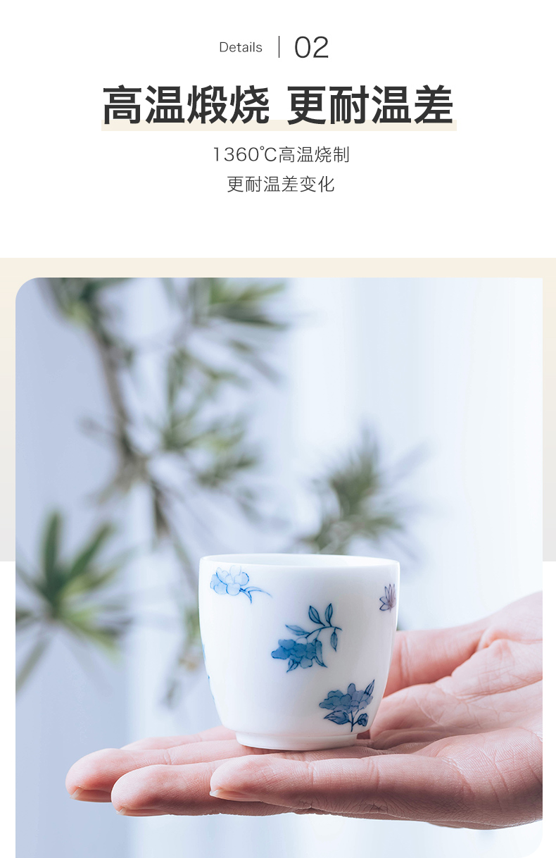 In the child masters cup cup small mini water cup of glass all hand blue and white floral koubei ceramic straight