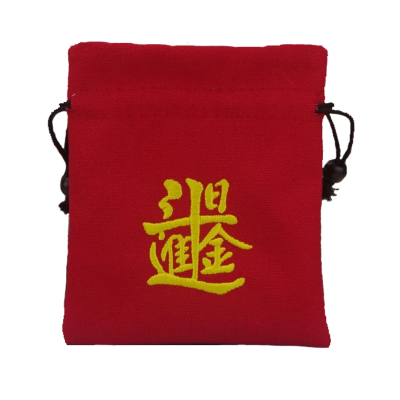 Red cloth bag, jewelry storage bag, festive storage system, with embroidery, for luck