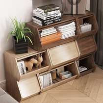 Wooden storage cabinet desktop storage cabinet bedroom living room bookcase toy snack storage cabinet organization narrow cabinet can be stacked