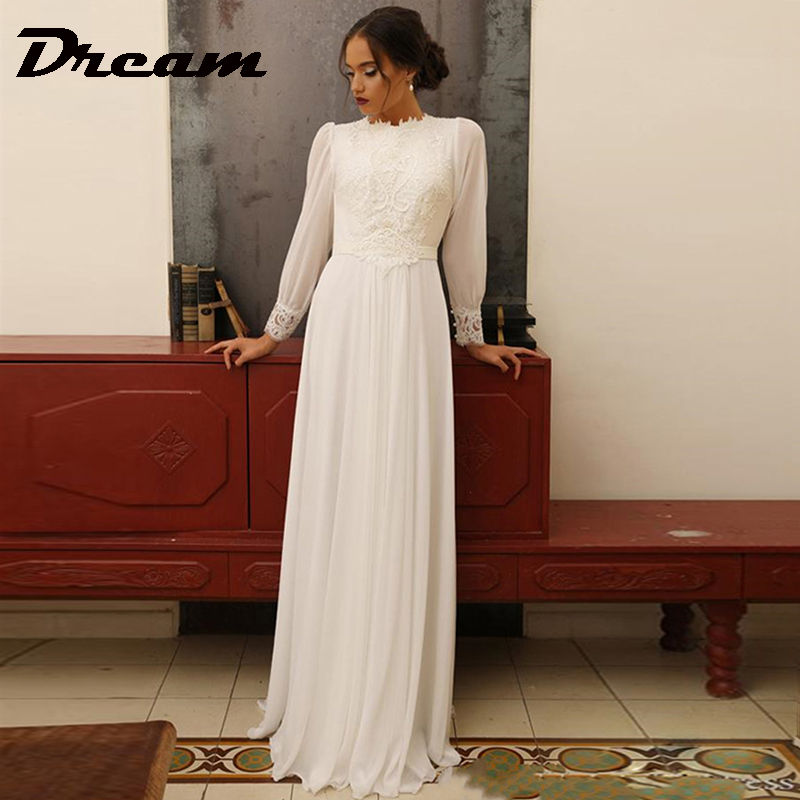 DREAM Elegant Boho Wedding Dress 2022 Long Sleeves High Neck