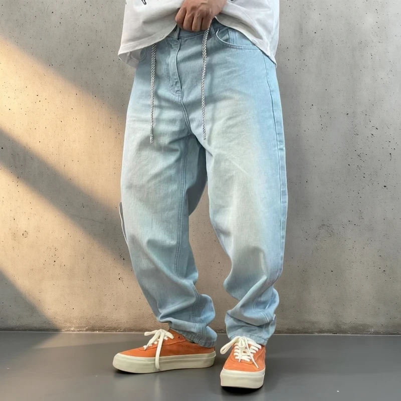 Summer Thin Loose-Fitting Japanese-Style Tapered Vintage Casual Unisex Workwear Washed Jeans Cch-011