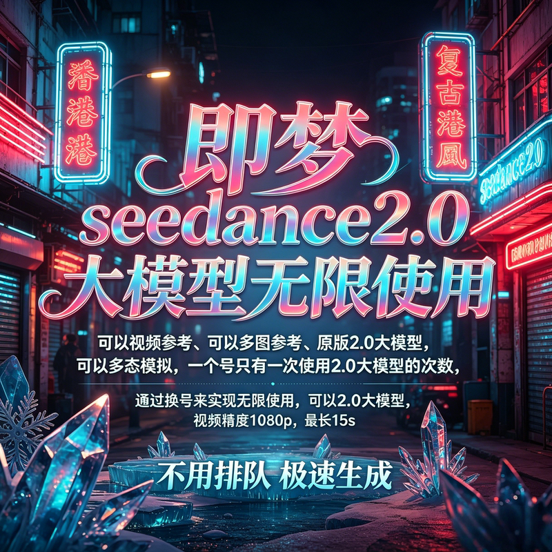 Dreamseedance2.0Fast Large Model Can Be Used Unlimitedly, Video Reference, Multi-Image Reference, 1080P Ultra-Clear