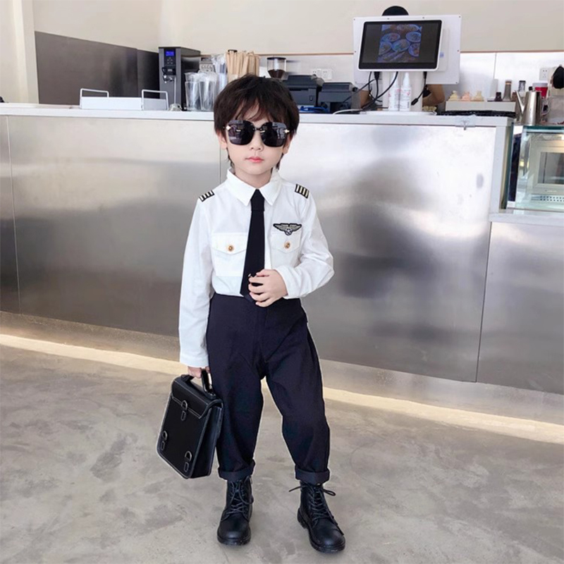 Children's Spring and Autumn 2026 New Style Boys' Autumn Outfit, Stylish and Cool Air Force Pilot Captain Performance Costume Children's Spring and Autumn 2026 New Style Boys' Autumn Outfit, Stylish and Cool Air Force Pilot Captain Performance Costume