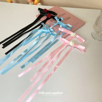 Princess style extra long flower bow ribbon hair clip summer sweet literary duckbill clip pastoral style fresh hair accessories